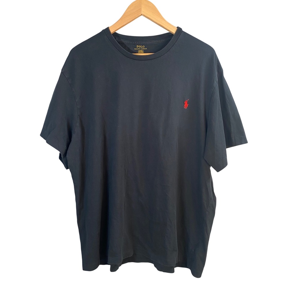 Polo Ralph Lauren T-Shirt Mens XLT Black Red Pony Logo Crewneck Preppy Classic